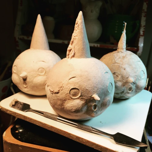 Before receiving their finishing details, Johanna Parker uses CelluClay to sculpt truly original pumpkin sculptures for Halloween.